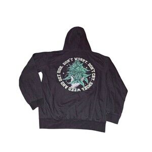 Black Weed Hoodie Dont Worry Dont Cry Get High Size M Graphic Bud